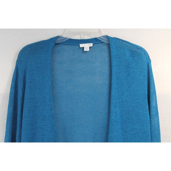 Lot of 2 J Jill Linen Blended Lightweight Long Cardigan size M/Tall Blue Pink - Picture 2 of 16